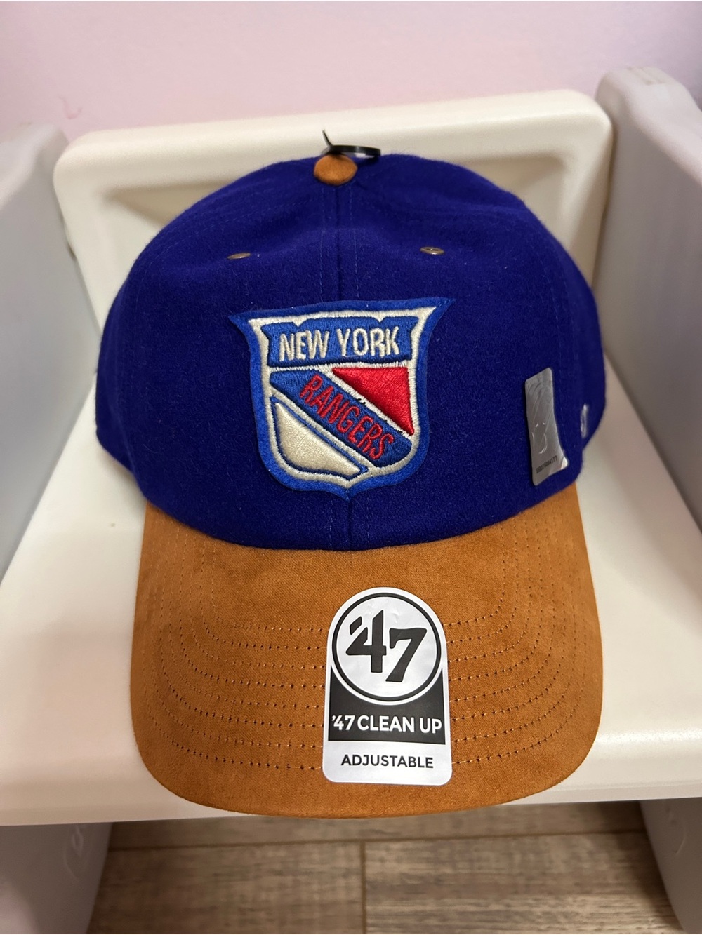 47 New York Rangers Royal Blue & Brown Suede Brim Hat